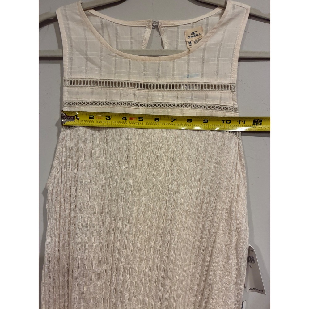 O'Neill Maja Sleeveless Ribbed Lace Trim Mini Dress Cream White SU7416002 M - Picture 5 of 10